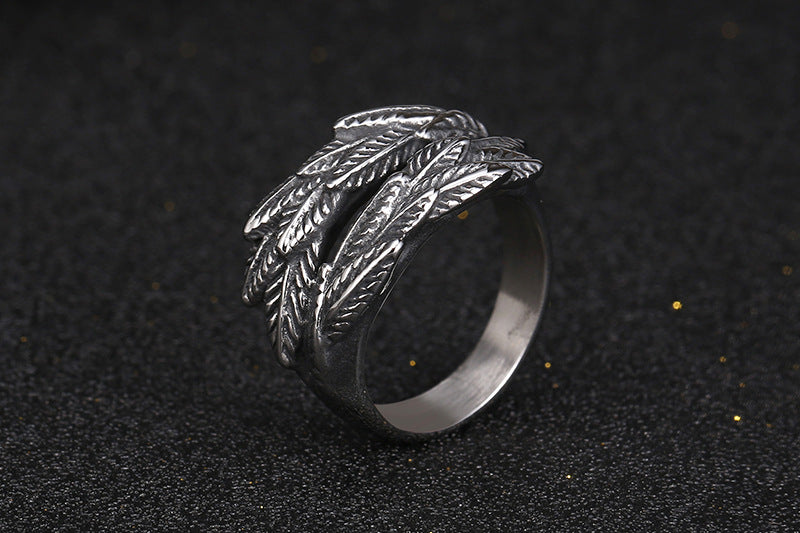 Personalized Wheat Ear Titanium Steel Ring Hip Hop Jewelry