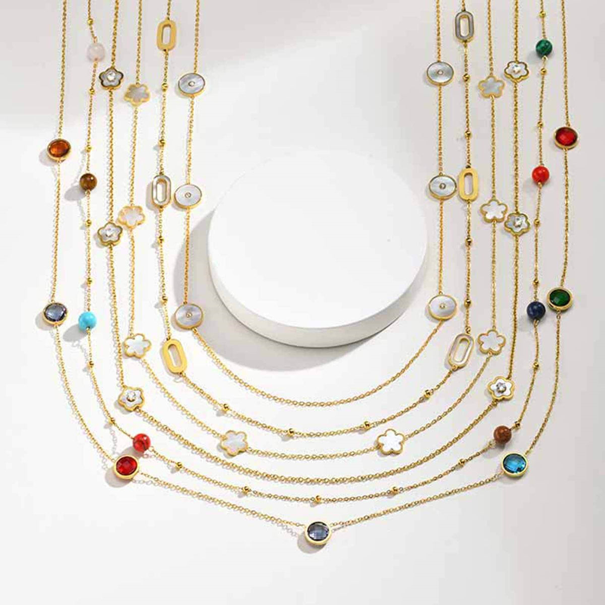 Sugar Cube Dopamine Super Flash Necklace Titanium Steel Water Droplet Geometric Design