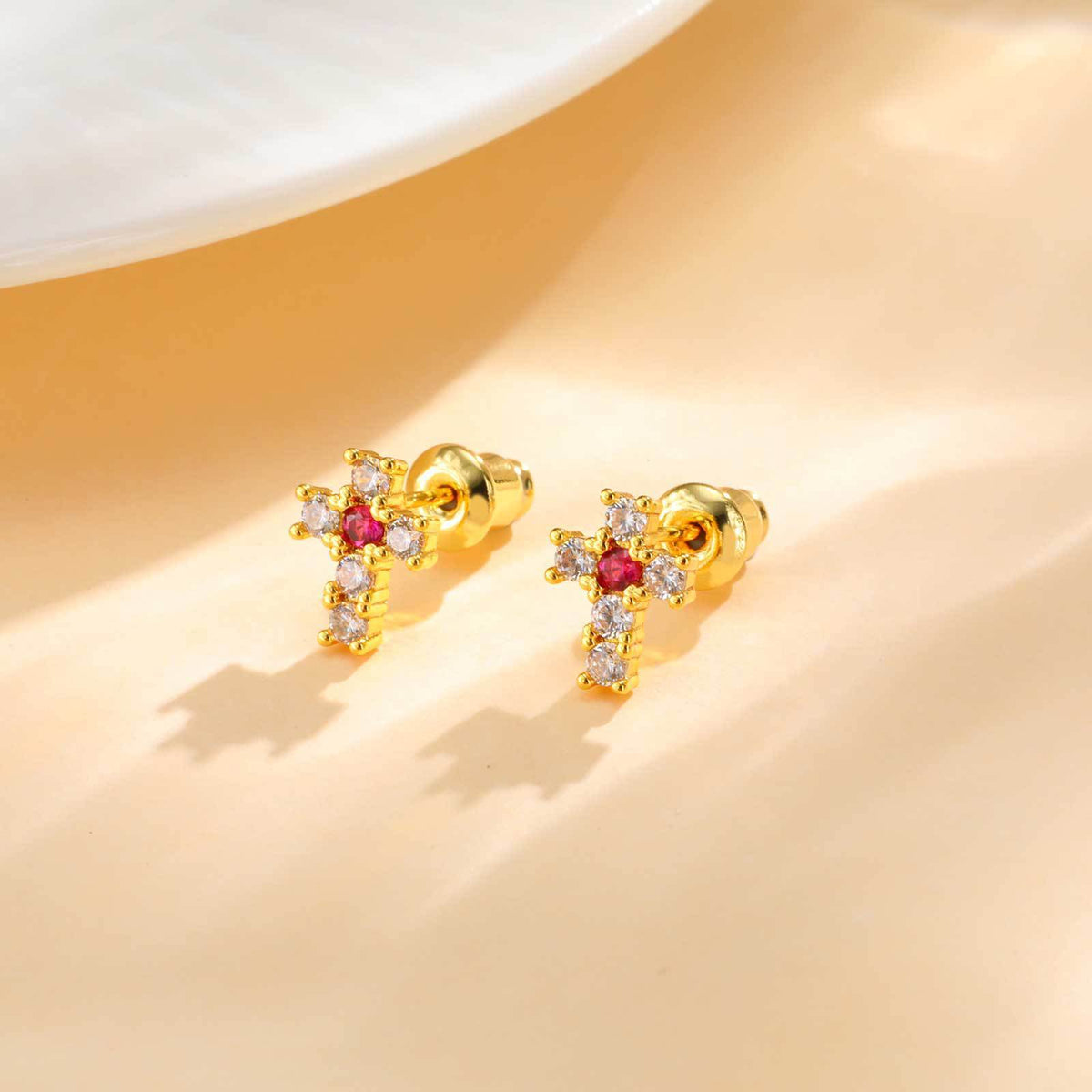 Zircon Cross Earrings