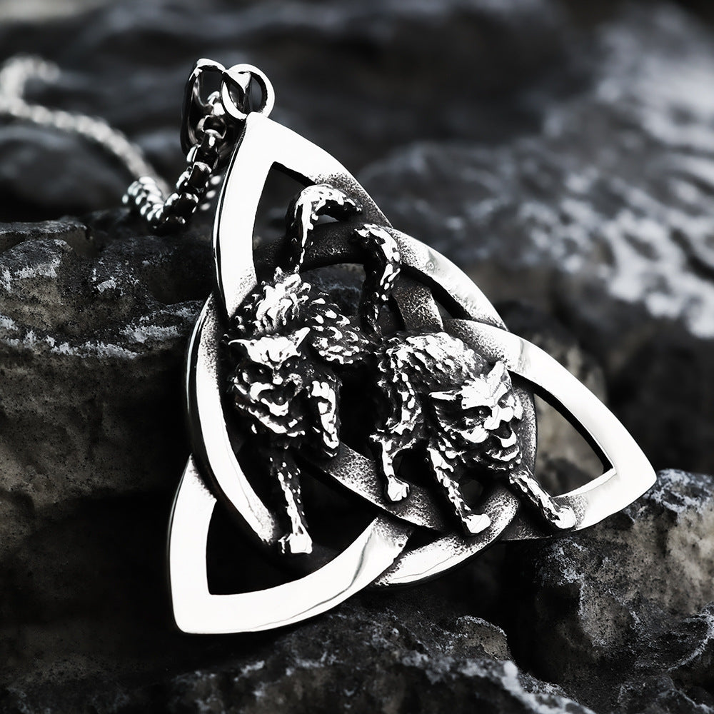 European And American Retro Men's Pendant Viking Wolf Celtic Knot
