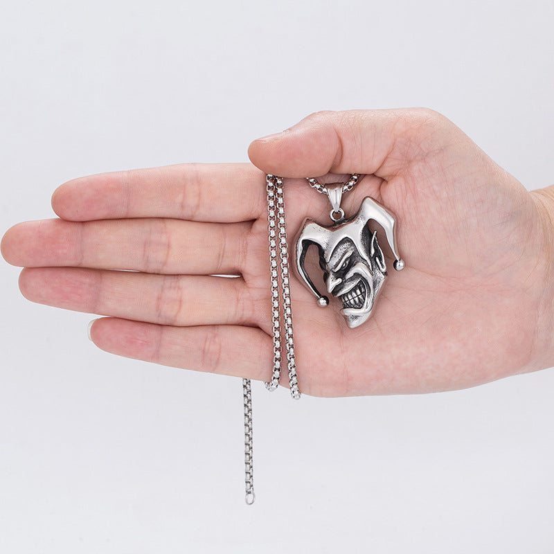Stainless Steel Necklace – Elegant Clown Smile Pendant For Men Everyday Jewelry Gift