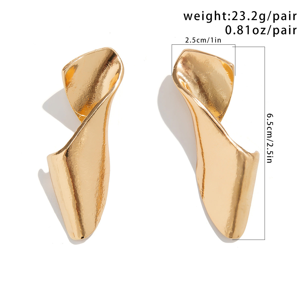 Planderful Vienna Verve Pleated Metal Folding Stud Earrings For Women Versatile Geometric Retro Statement