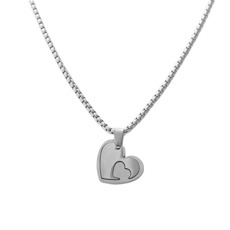 Personalized Retro Titanium Steel Heart Pendant Necklace for Trendy Men and Women