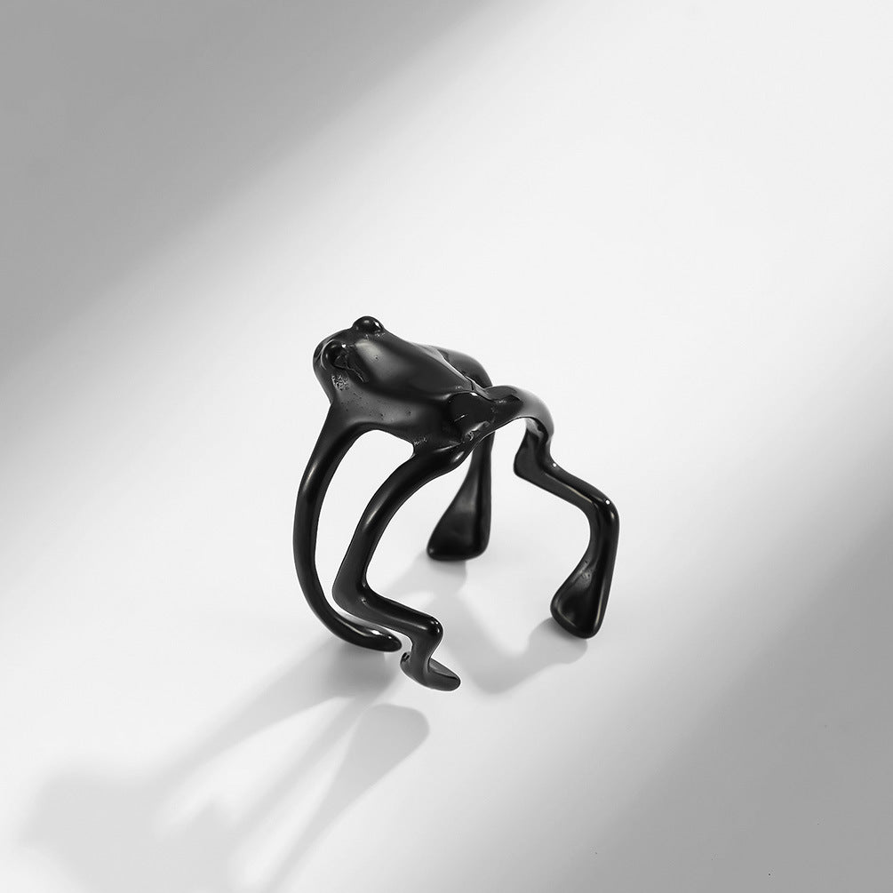 Stainless Steel Little Frog Ring – Adjustable Opening – Little Toad