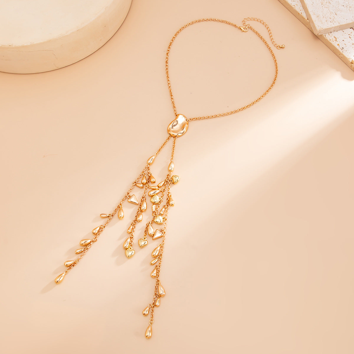 Heart & Teardrop Y-Shaped Pendant Necklace