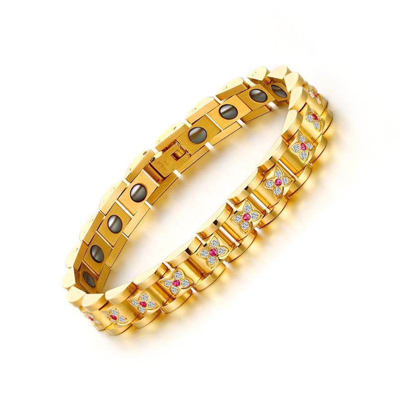 Titanium Steel Couple Bracelet Magnetic Stainless Steel Gold
