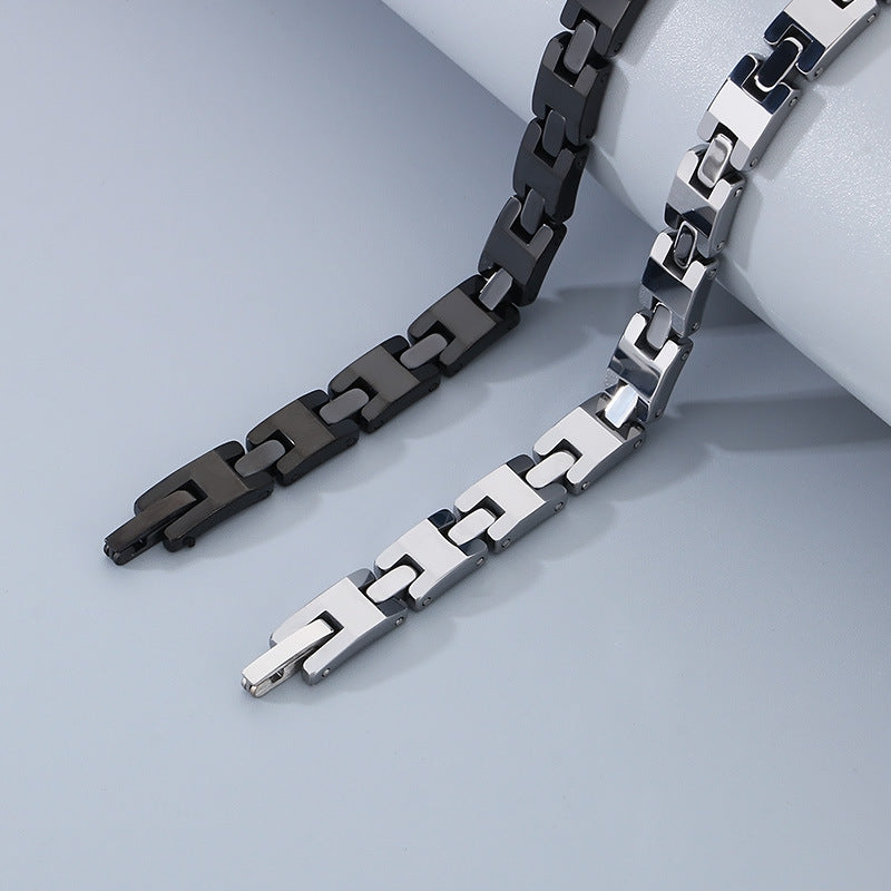 Planderful Mens Tungsten Steel Bracelet Durable H Shape