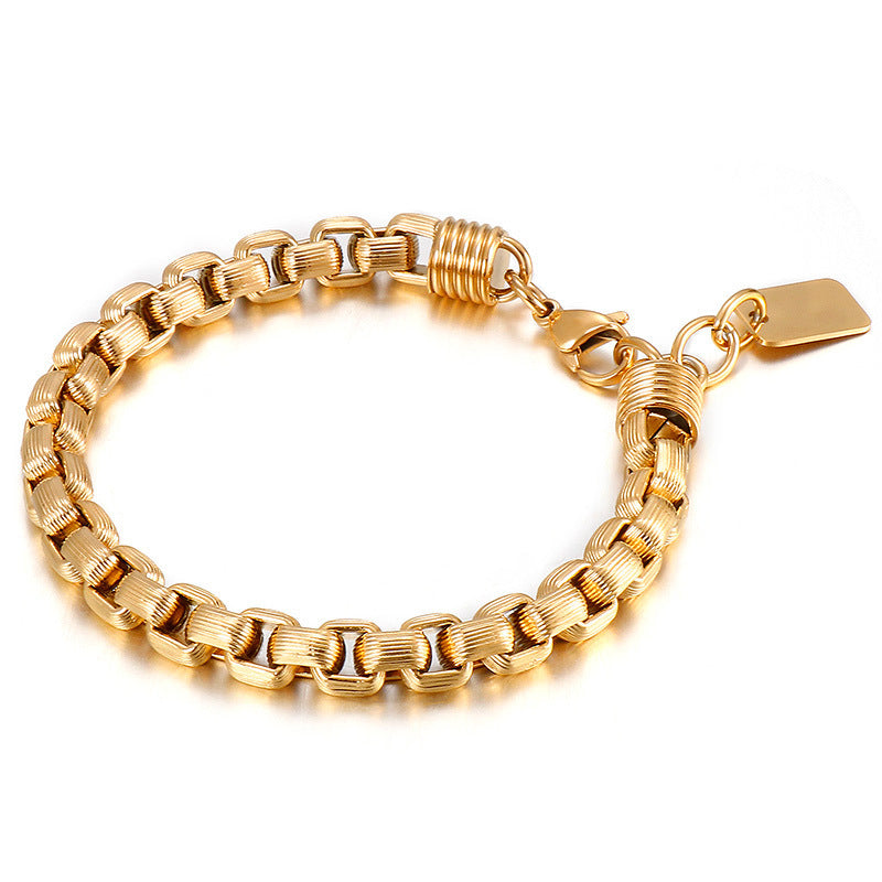 Punk Style Men's Stainless Steel Square Pearl Bracelet – Men's Titanium Steel Design