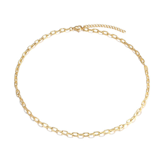 Stainless Steel Batch Flower O-Chain Necklace Gold Women's Stacked Wear