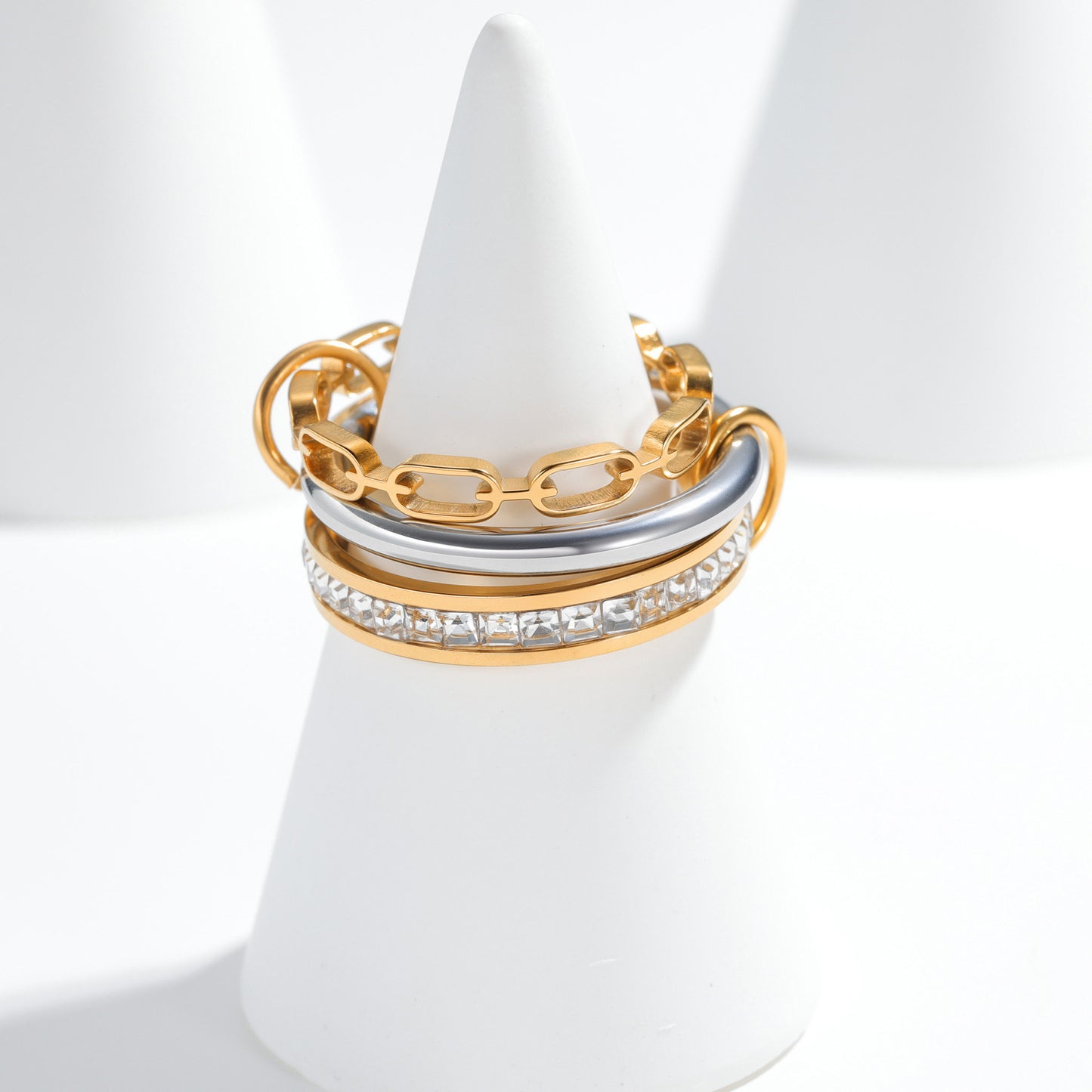 Planderful Everyday Genie Multi Layer Chain Ring for Unisex Wear Korean Version Protection Statement