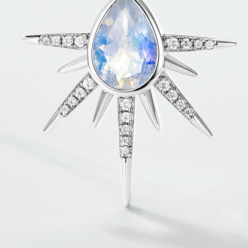 Planderful Everyday Genie Moonstone Pendant Collarbone Chain – Exaggerated Design in S925 Sterling Silver