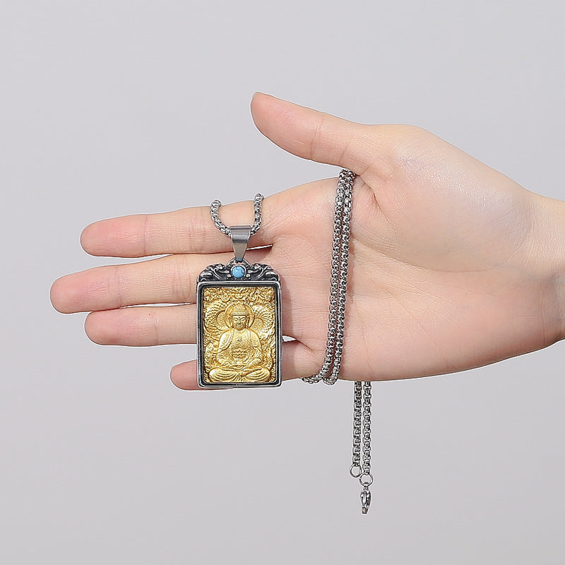 Stainless Steel Necklace - Elegant Zodiac Buddha Pendant