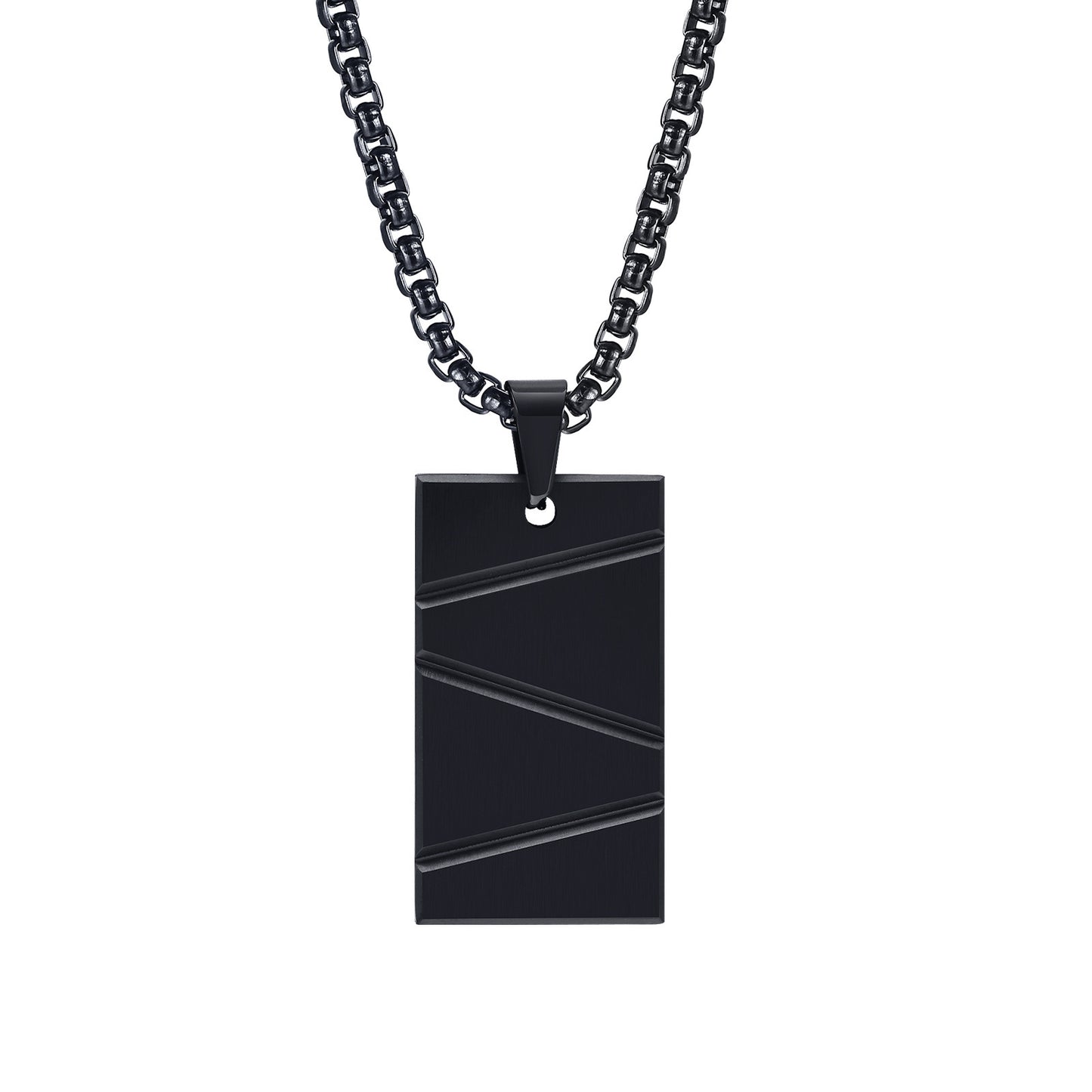 Titanium Steel Geometric Pendant Necklace for Men Engrave