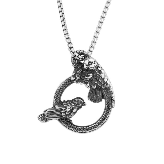Cross-Border Stainless Steel Ring Crow Pendant Necklace
