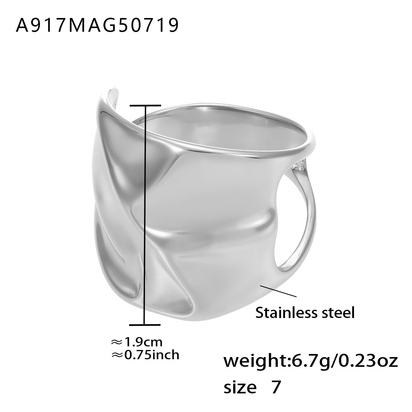 Planderful Open Knuckle Ring Titanium 18K Gold Plated Unisex