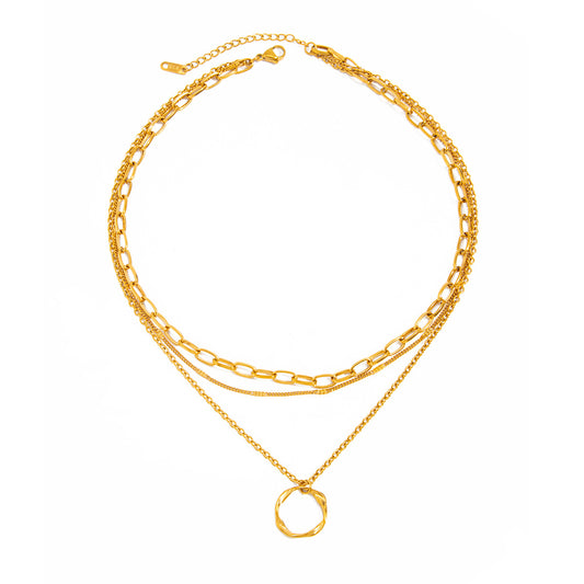 Minimalist Ring Layered Stainless Steel Necklace