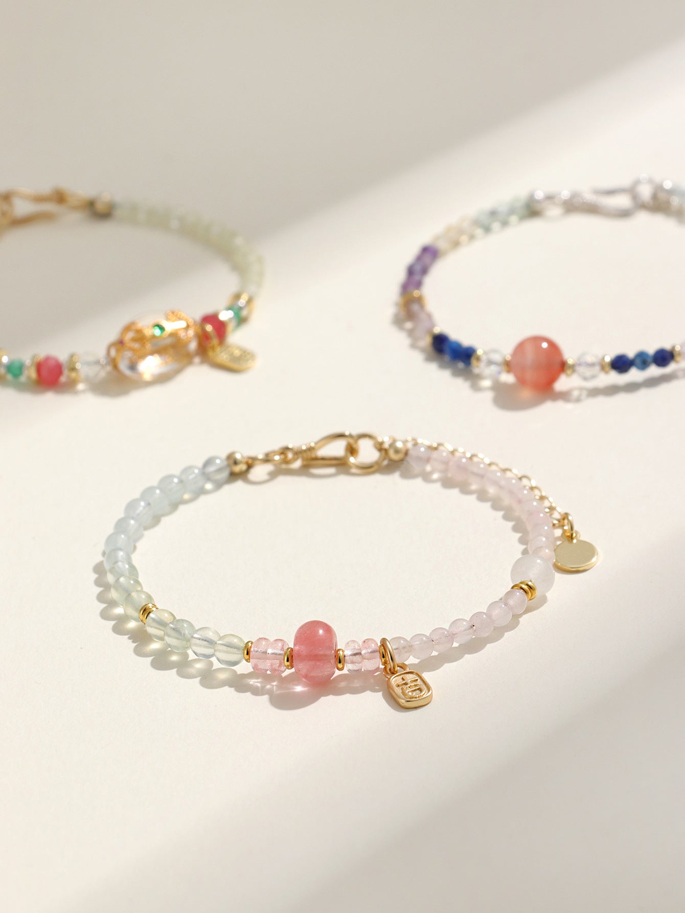 Planderful Fortune's Favor Bracelet – Premium Aquamarine and Pink Crystal Design