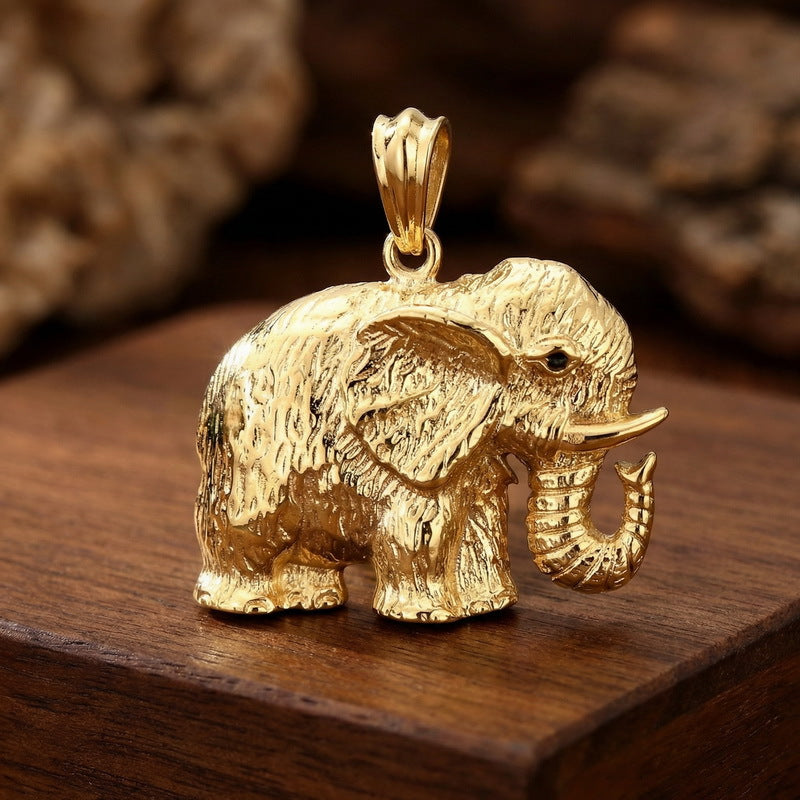 Retro Zircon Mascot Pendant, Classic Elephant Pendant Men Necklace