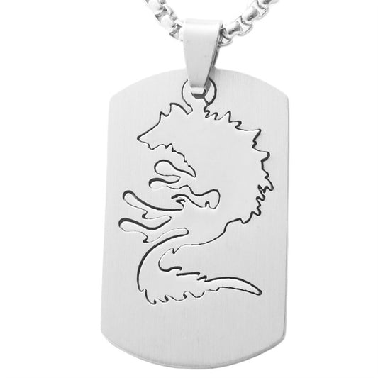 Personalized Retro Titanium Steel Wolf Pendant Necklace for Men - Trendy Sequined Design