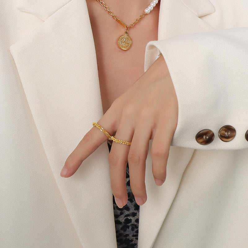 Cold Sparkle Gold Niche Ring - European American Hand Jewelry
