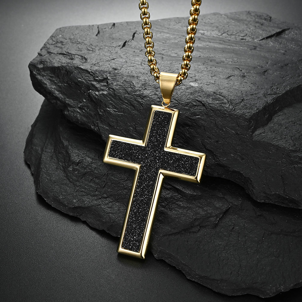 European and American Style Large Titanium Steel Cross Necklace