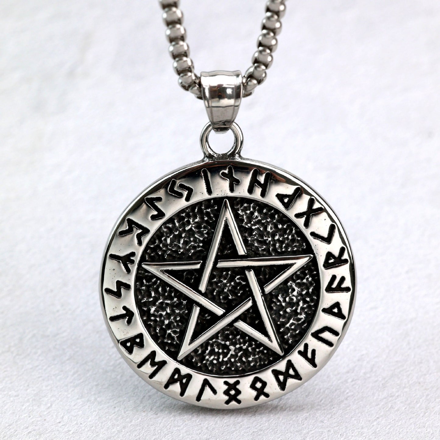 Viking Pendant Necklace Titanium Steel Five Pointed Star For Men Bold Durable Planderful Norse Legacy