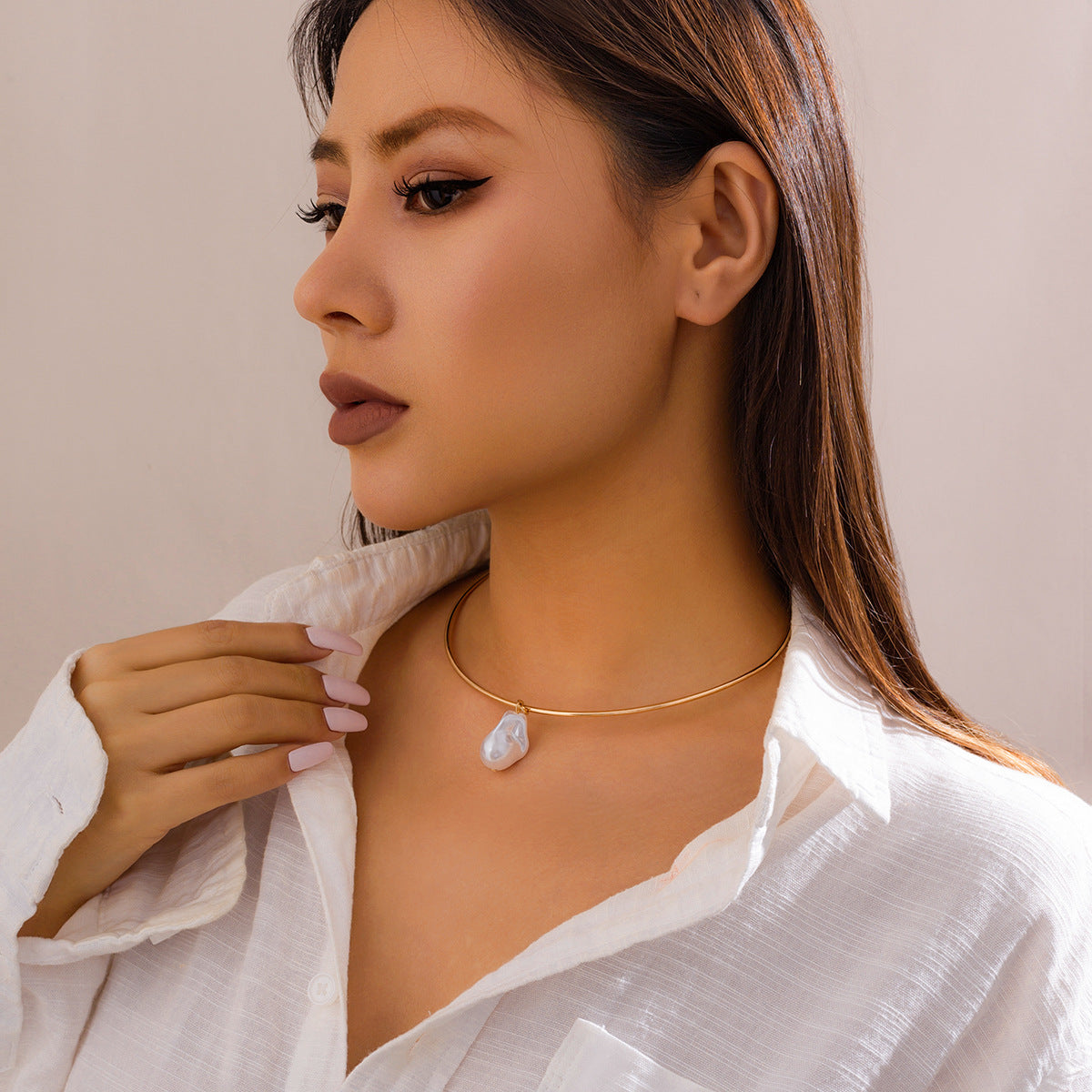 Exquisite Baroque Pearl Pendant Statement Necklace by Planderful Vienna Verve Collection