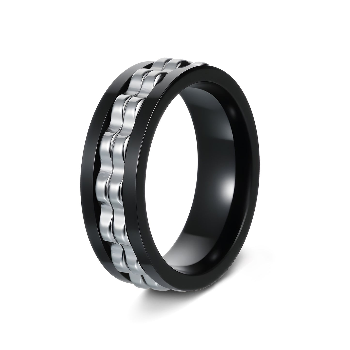 Planderful Rotating Gear Ring Multicolor For Men Unisex Titanium Steel Decompression Jewelry