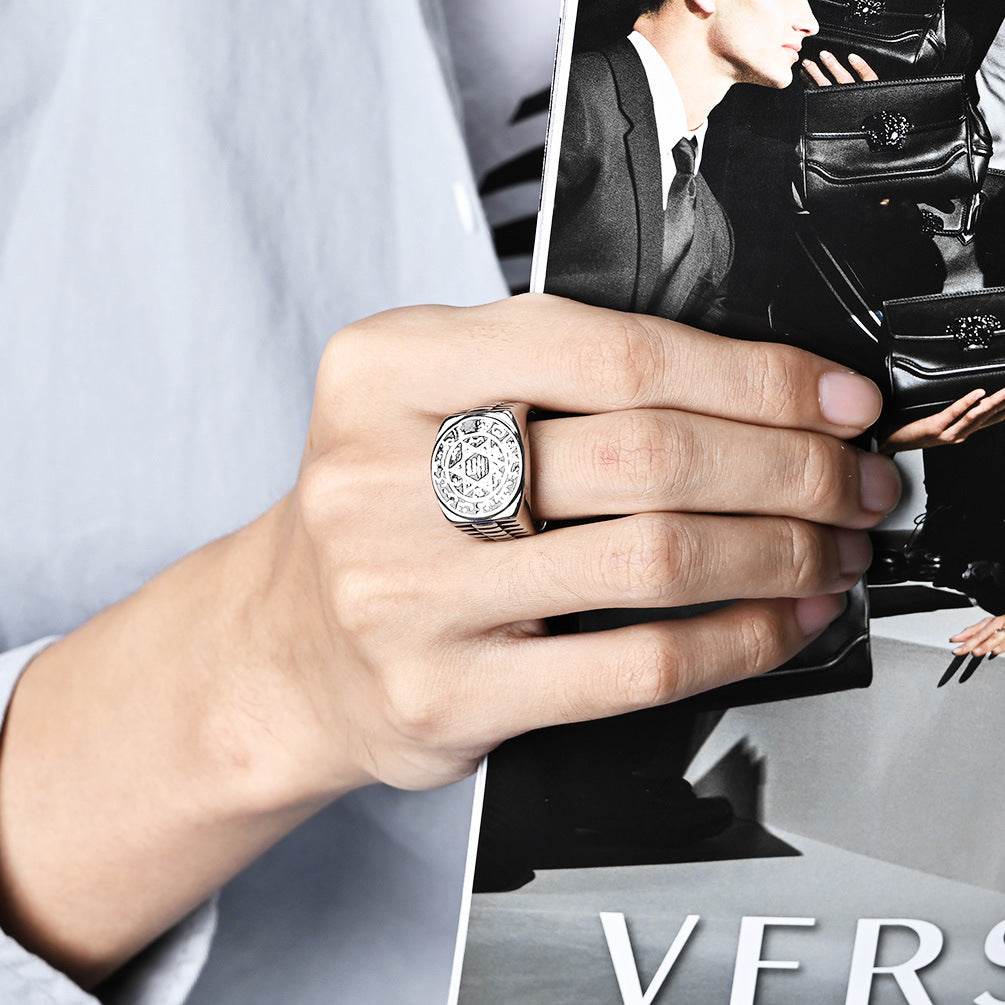 Steel Ring – Vintage Hexagram Solomon Symbol Punk Style Ring Planderful Everyday Genie