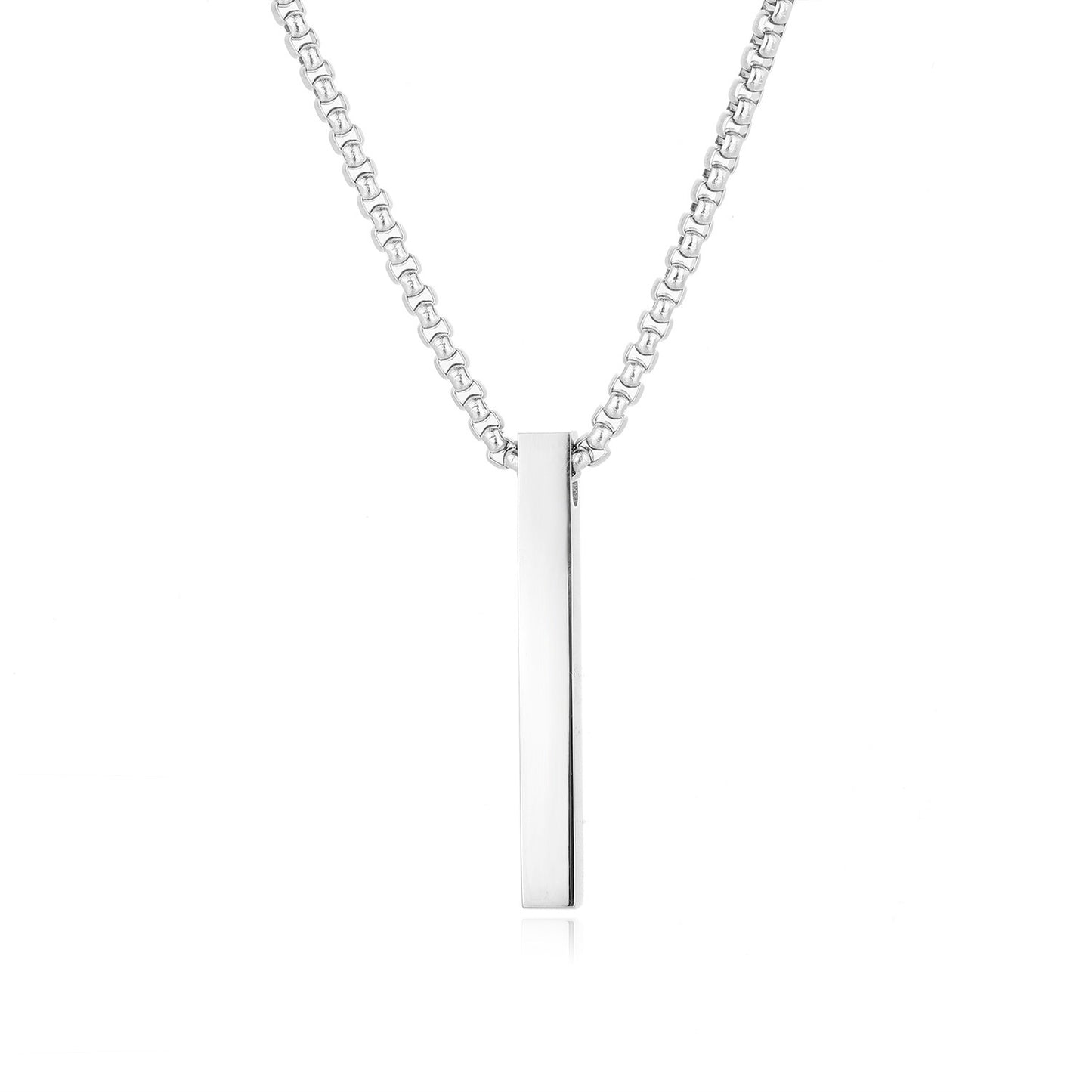 Planderful Jewelry Stainless Steel Long Square Pendant Necklace For Men Collarbone Chain Hip Hop Style