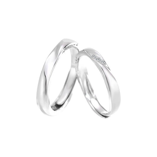 Planderful Jewelry Sterling Silver Couple Ring Magnetic Attraction Elegant Everyday Luxury