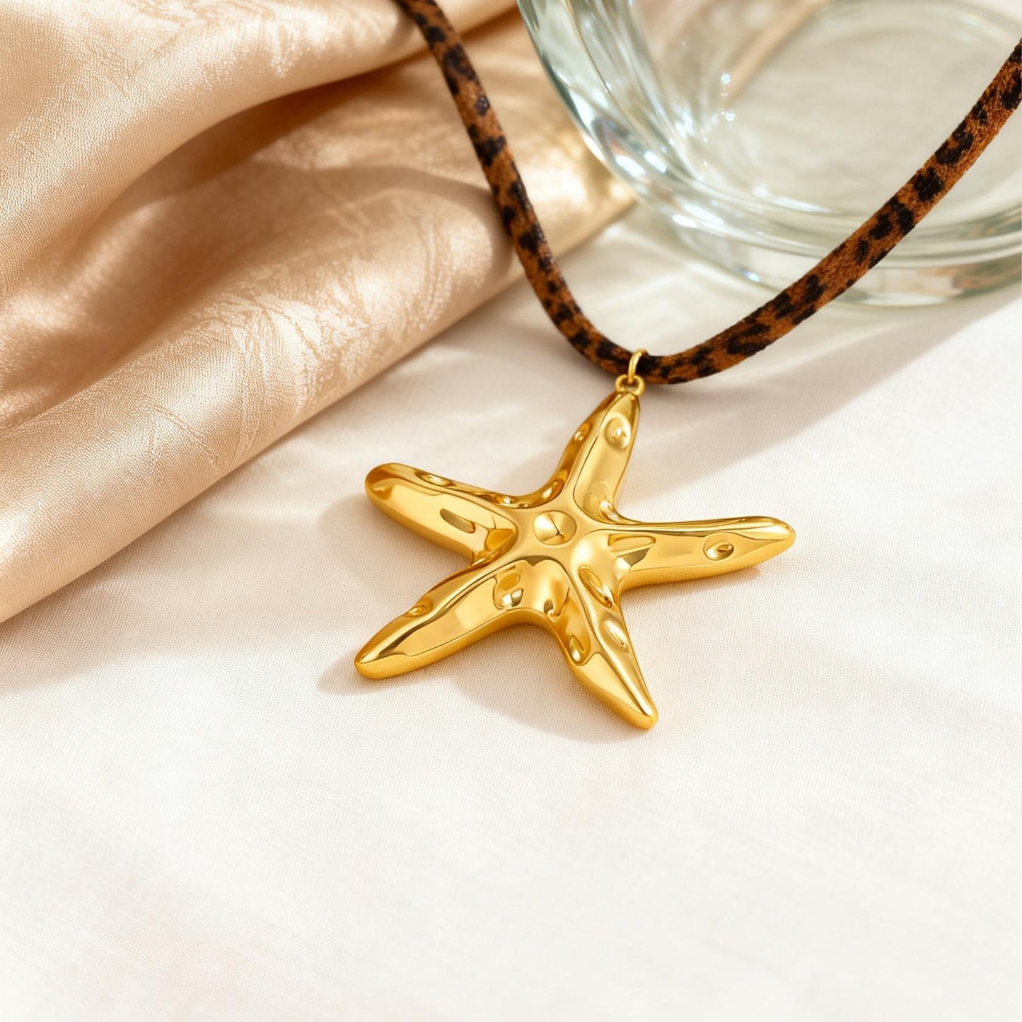 Cold Wind Ocean Stainless Steel Shell Pendant Leopard Print Long Item Decoration Necklace
