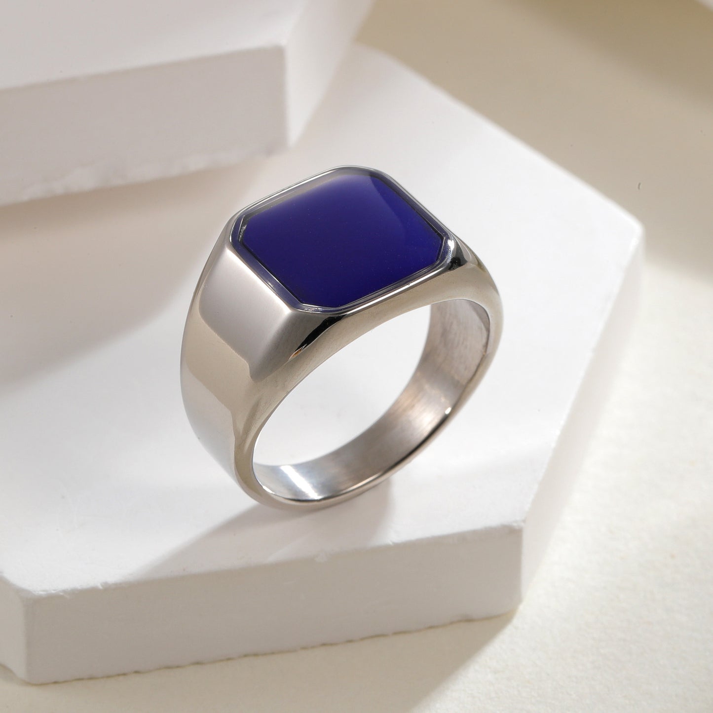 Titanium Steel Ring Unisex Square Design Durable Minimalist Jewelry By Planderful Everyday Genie Collection