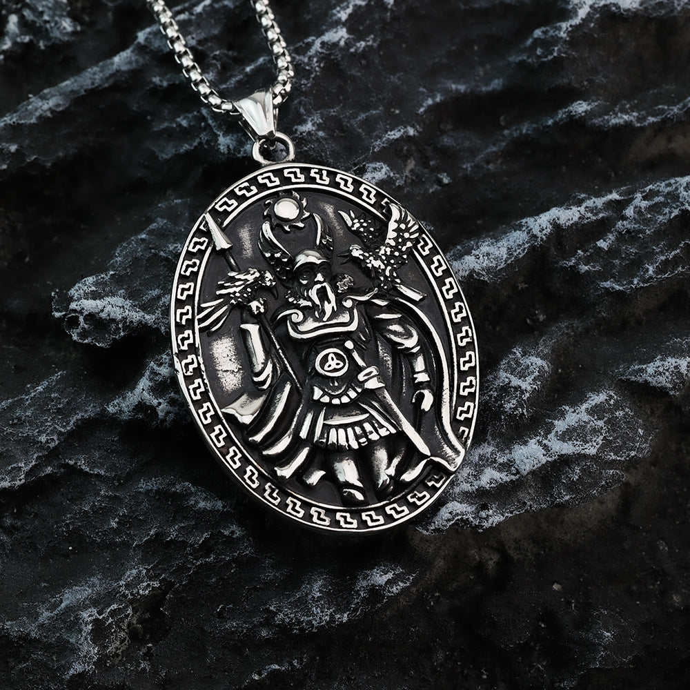 European And American Retro Stainless Steel Men's Pendant Odin Necklace