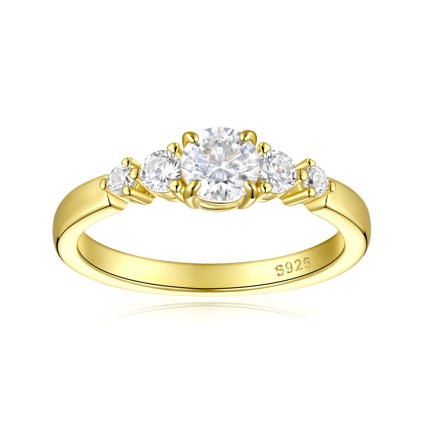 Planderful Everyday Genie Zircon Ring for Women Sterling Silver Gold Plated Luxury Wedding Band