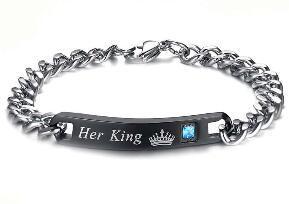 Bracelet Zircon Titanium Steel Couple Lettering Laser Bracelet