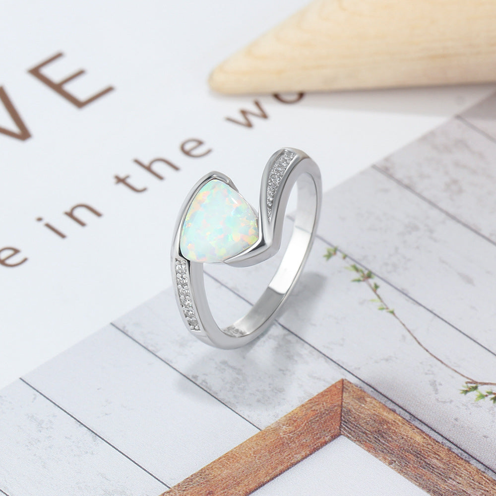 Planderful Jewelry Opal Ring In Sterling Silver, Elegant Everyday Genie Collection, Size 6 7 8