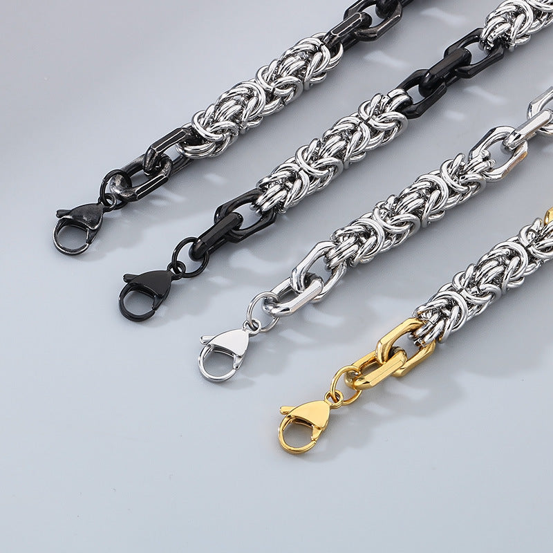 Hip-Hop Street Atmosphere Minimalist Hand-Spliced Bracelet Stainless Steel Men's