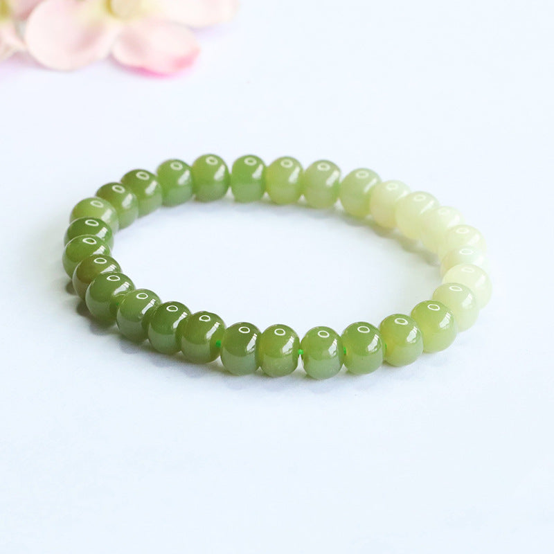 Gradient Hetian Jade Abacus Bead Bracelet