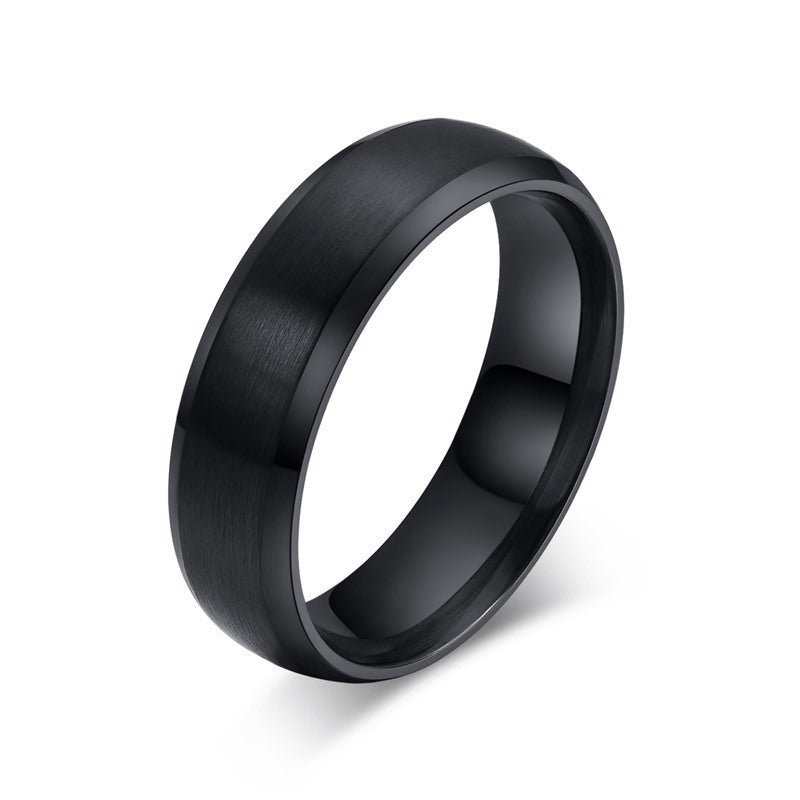 Glossy Ring 6mm Blue Gold Black Titanium Steel Ring Wholesale
