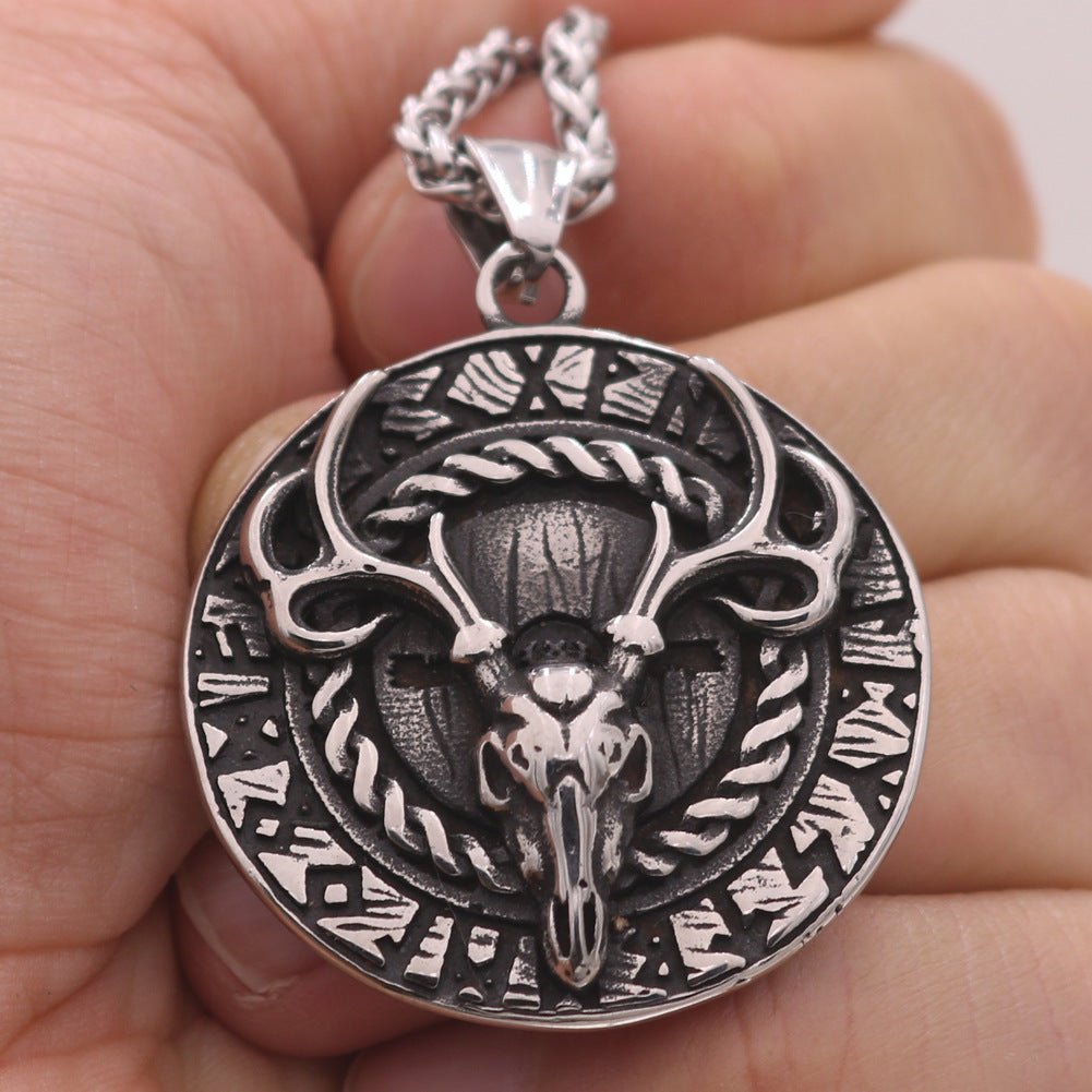 Viking Odin Mythology Deer Head Talisman Necklace - Norse Legacy Collection