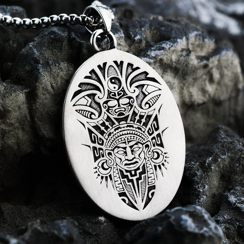 Planderful Everyday Genie Stainless Steel Mens Double Sided Pendant Retro European American Style