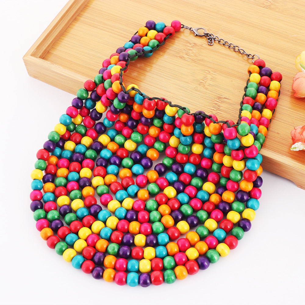 Planderful Savanna Rhythms Necklace Set – Exaggerated Multi-Layer Ethnic Style