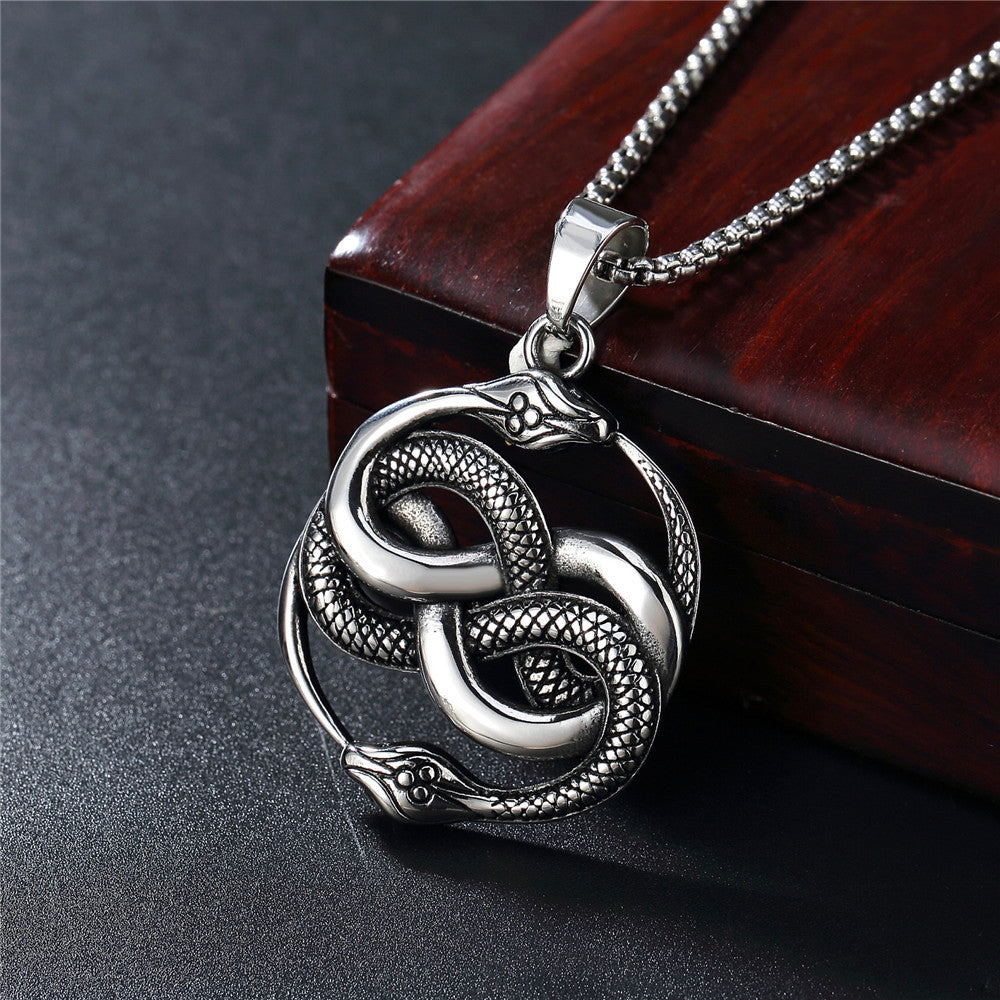 Stainless Steel Double Snake Pendant Unisex MustHave Jewelry Protection Symbol By Planderful Everyday Genie Collection