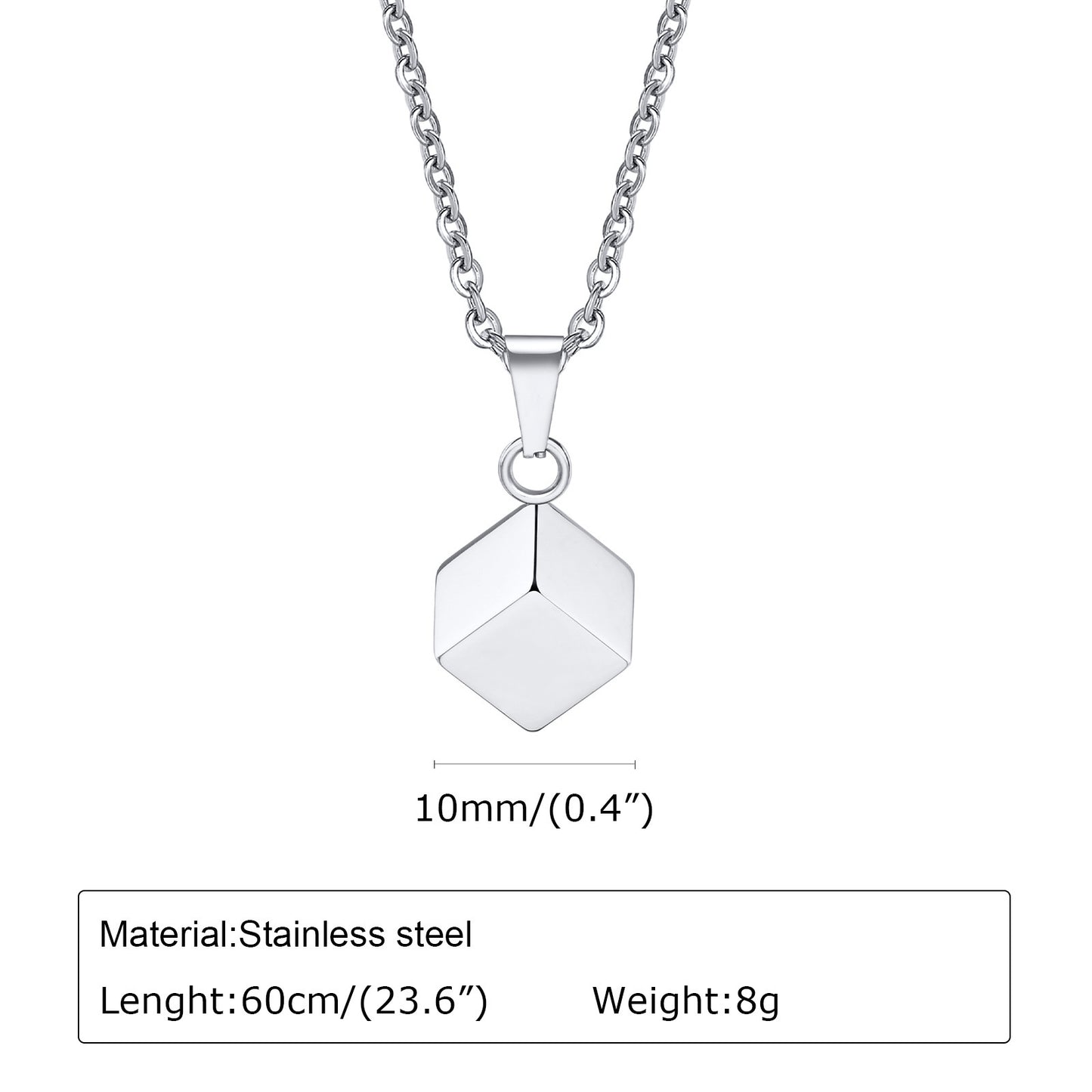 New Stainless Steel Square Openable Urn Pendant Necklace