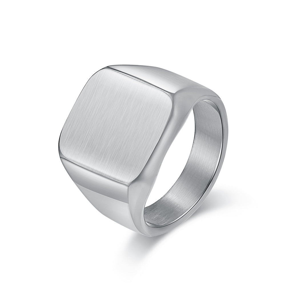 Planderful Everyday Genie Matte Brushed Seal Ring For Men Titanium Steel Size 7 To 13