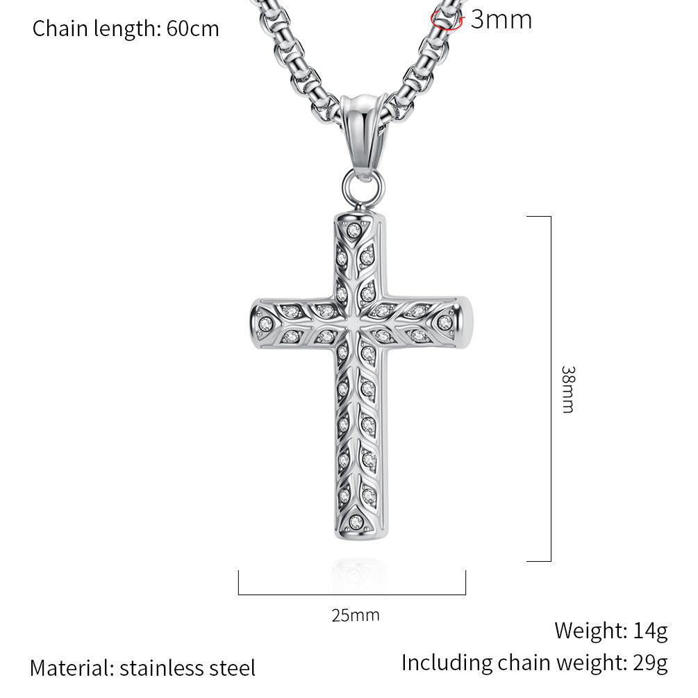 Planderful Everyday Genie Zircon Devil Eye Cross Necklace Stainless Steel Unisex Hip Hop Jewelry