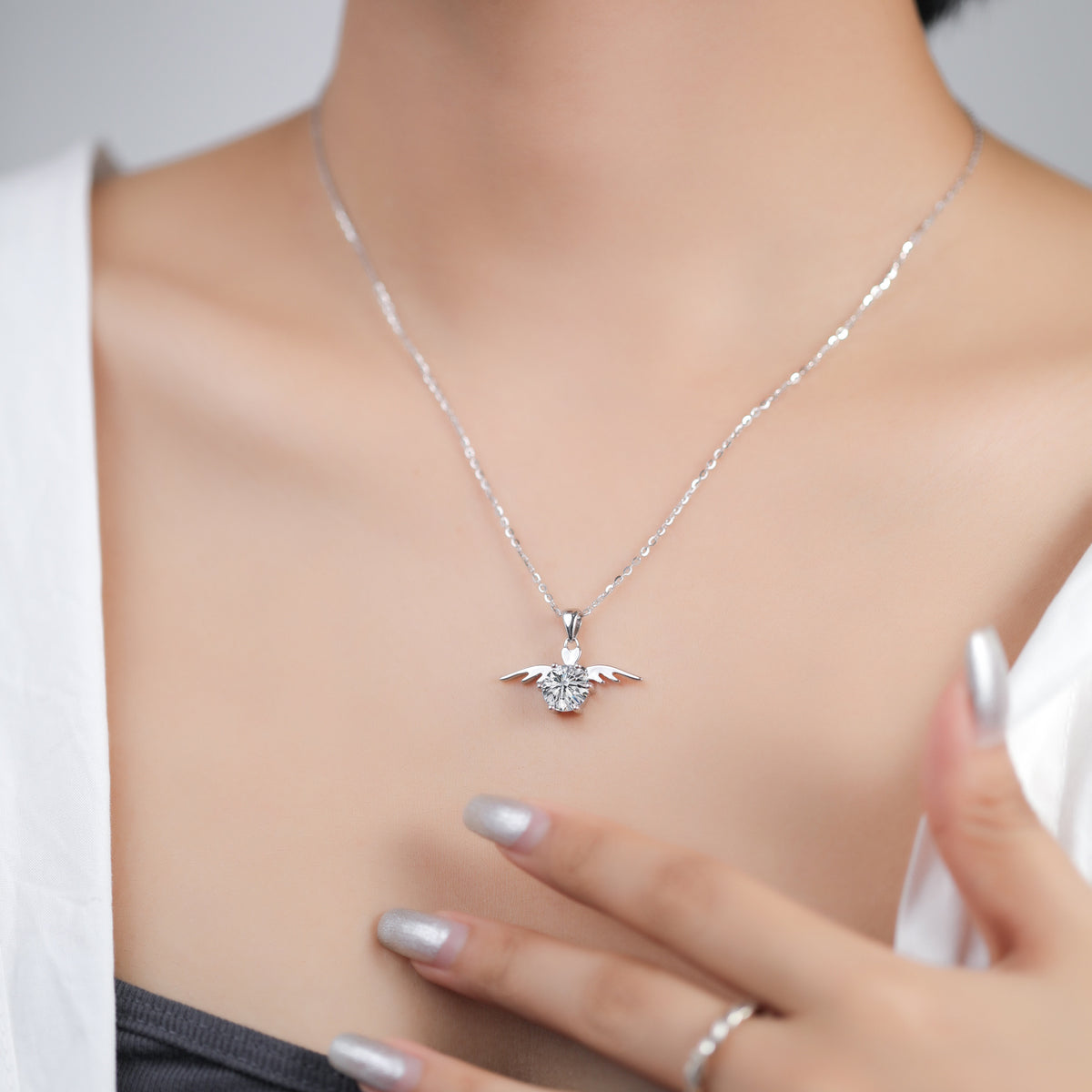 Angel Wing S925 Sterling Silver Women's Pendant Necklace