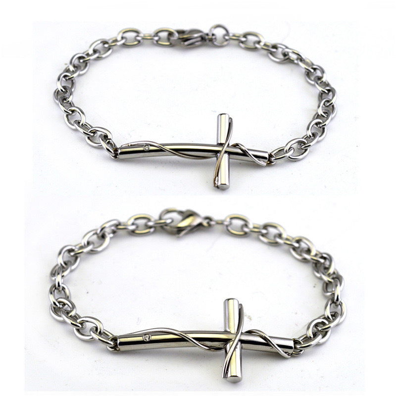 Planderful Everyday Genie Titanium Steel Bracelet For Couples With Personalized Cross Engraving Trendy Hip Hop Jewelry
