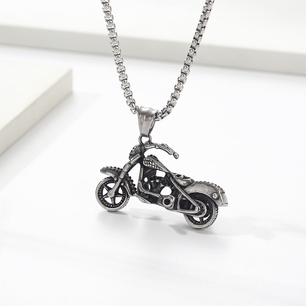 Elegant Skull Titanium Steel Motorcycle Necklace for Men